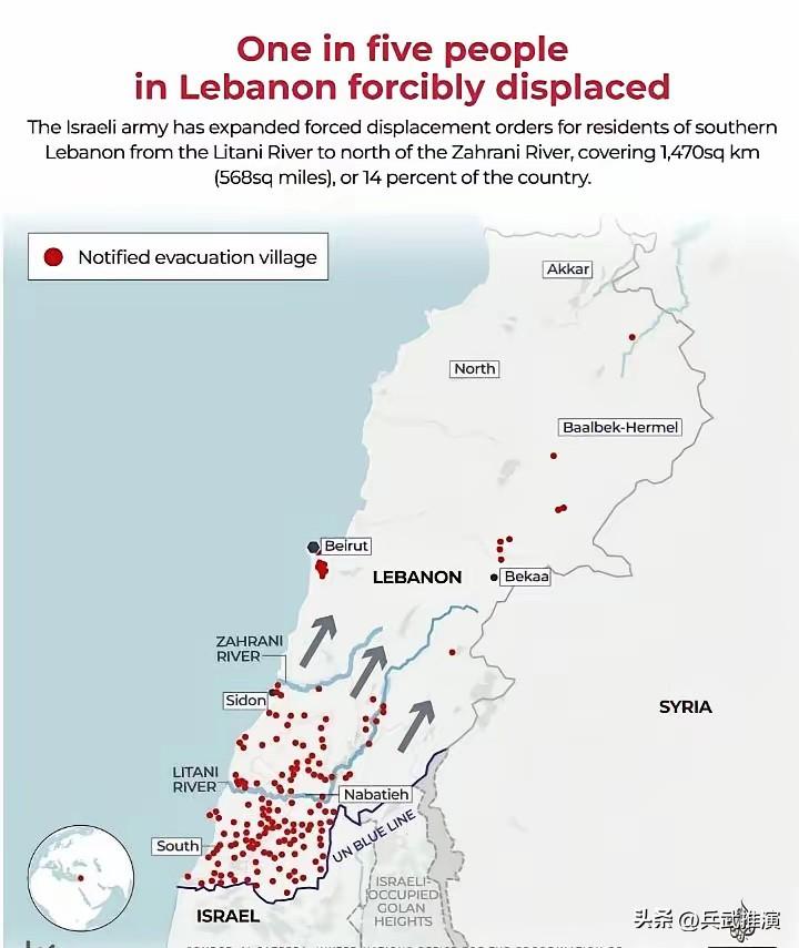 以色列正准备吞并黎巴嫩三分之一的领土，并将其并入已从叙利亚吞并的戈兰高地

以色
