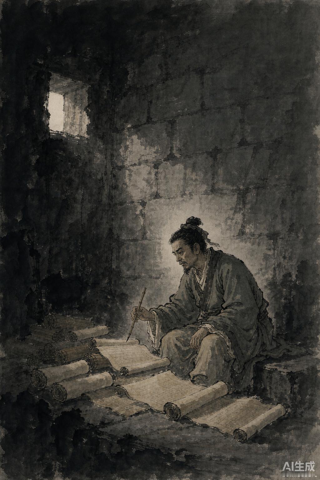 公元前99年，司马迁替李陵说了几句话，汉武帝一怒之下把他阉了。
满朝文武都在骂李