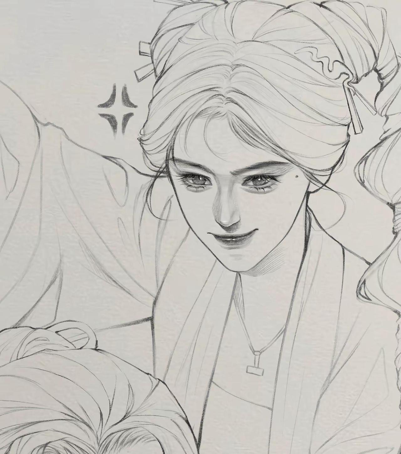 我来给师傅锤锤肩！哈哈，好徒儿～线稿奉上来战 阿黛 鞠婧祎 张云龙