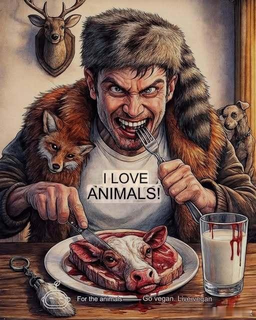 如果你只是为了自己的便利而利用动物，那就谈不上真正爱它们。如果你只是出于口腹之欲