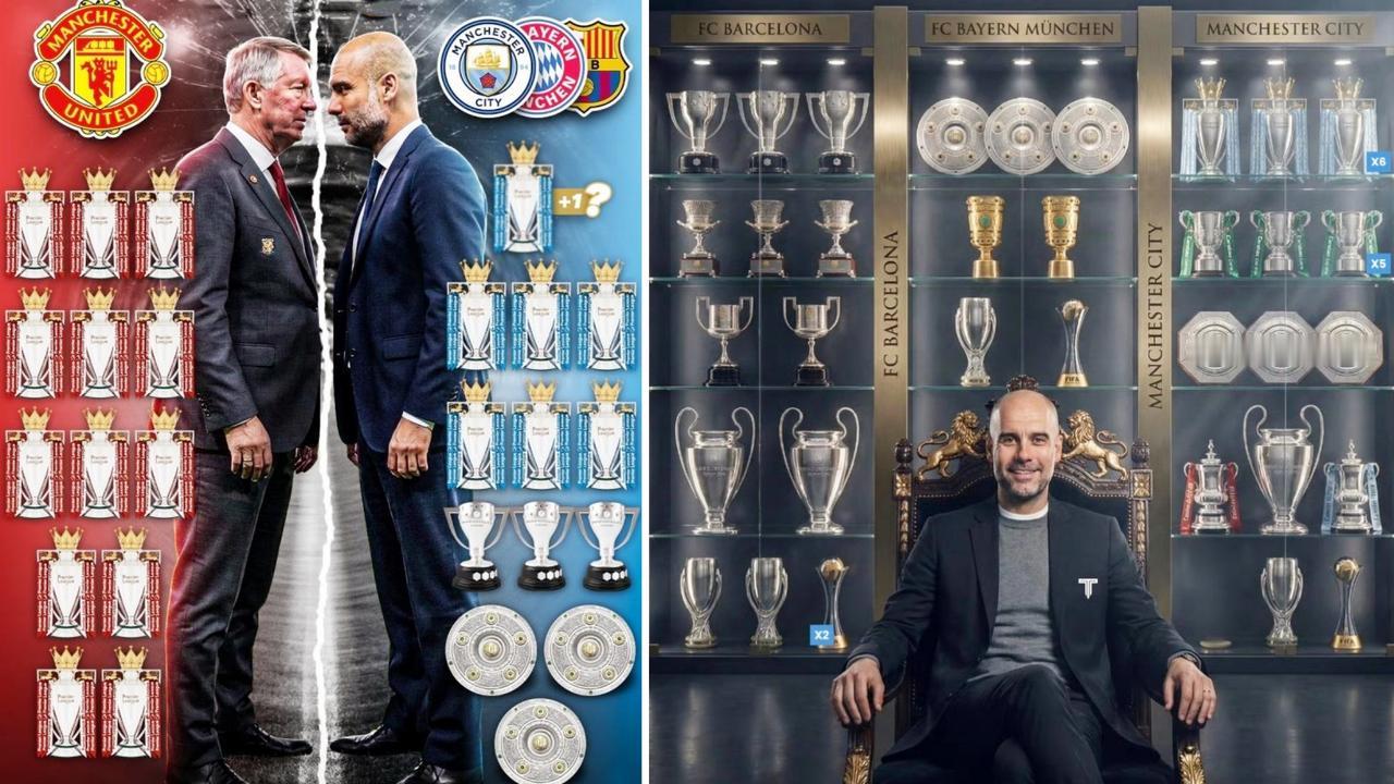 据数据统计，瓜迪奥拉执教生涯已经夺得6座英超冠军、3座西甲冠军和3座德甲冠军共1