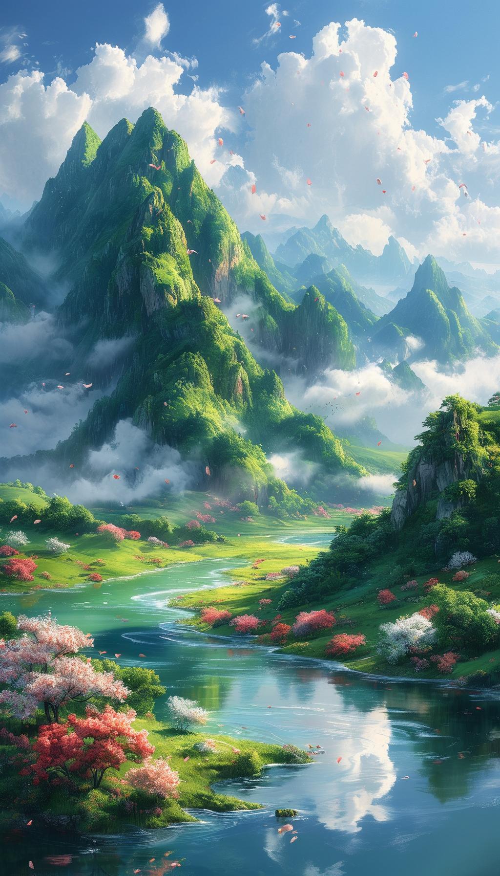 下联：近听风声鸟语
下联：细品花香云影