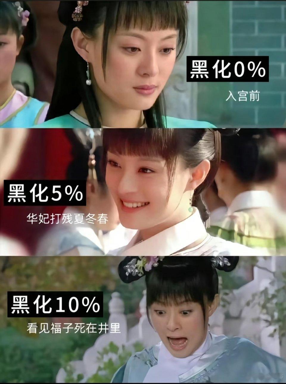 甄嬛的黑化进度条，唇色越来越深眼神越来越冷 