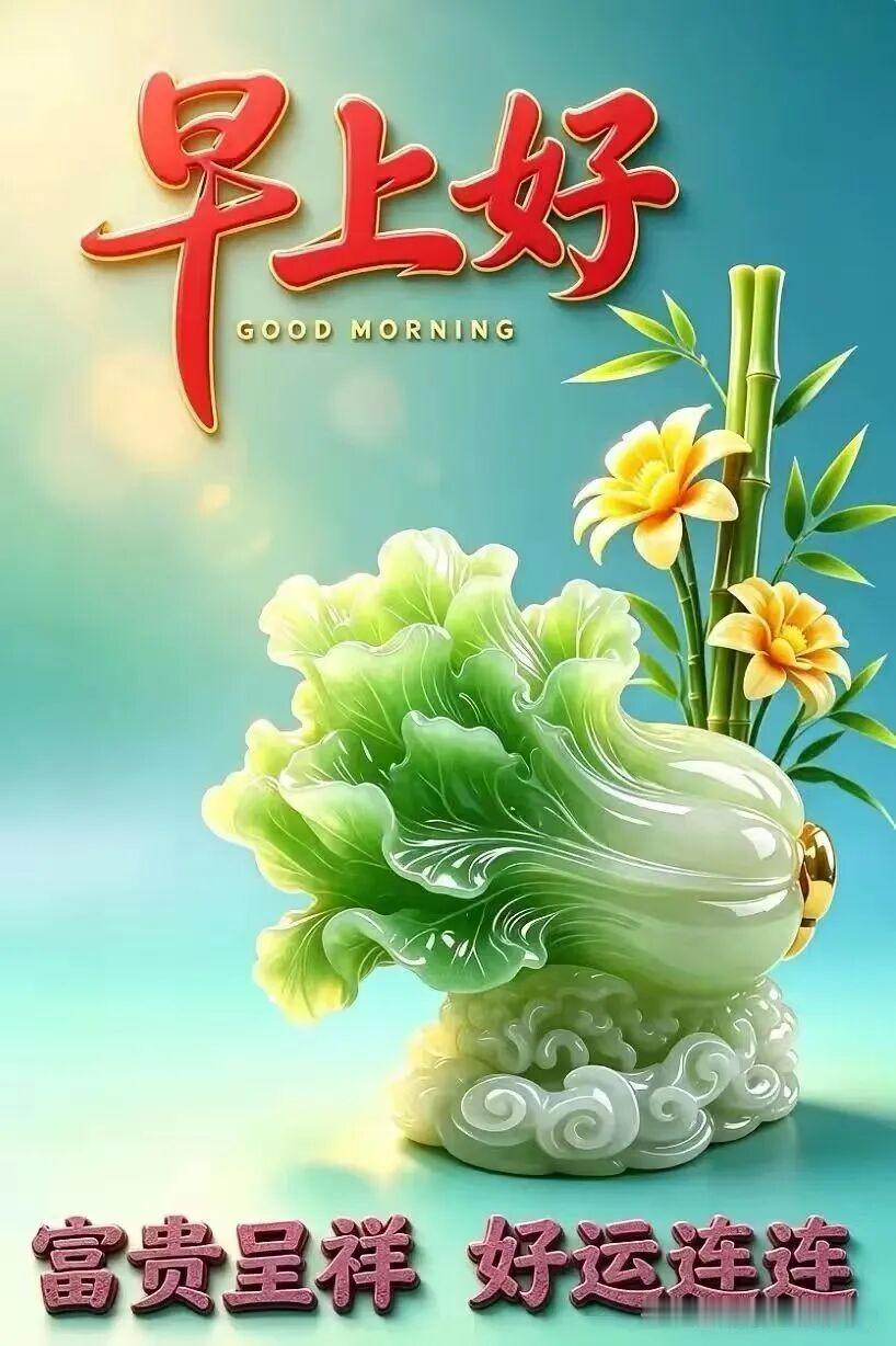 早安好心情，富贵呈祥好运连连！🌞💐🍃