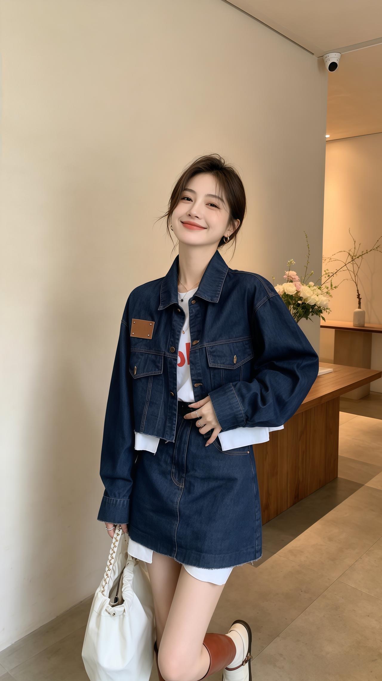 牛仔外套搭配短裙 超爱牛仔穿搭 穿搭 韩系穿搭 ootd穿搭