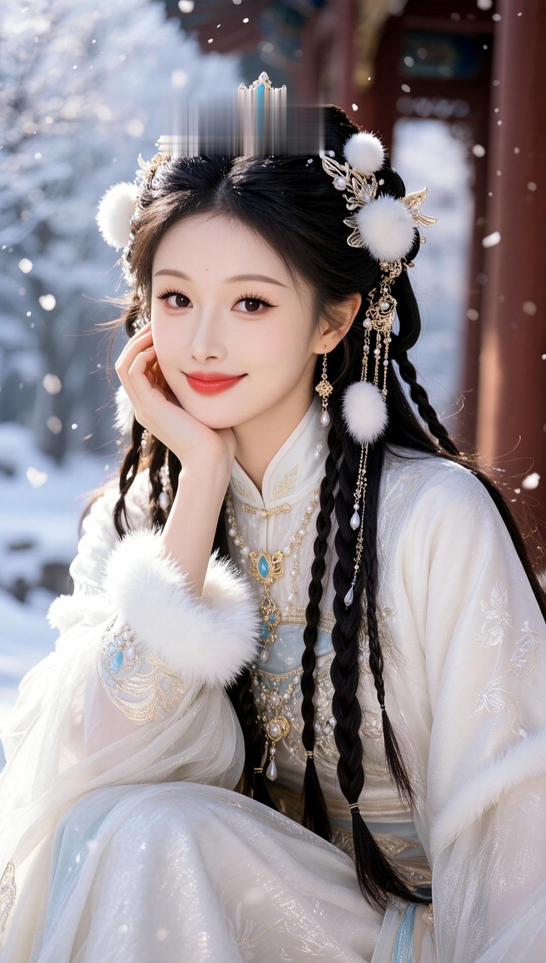 AI雪地古风写真照 喜欢古风的女孩 甜妹的古风魂 古风悦己
