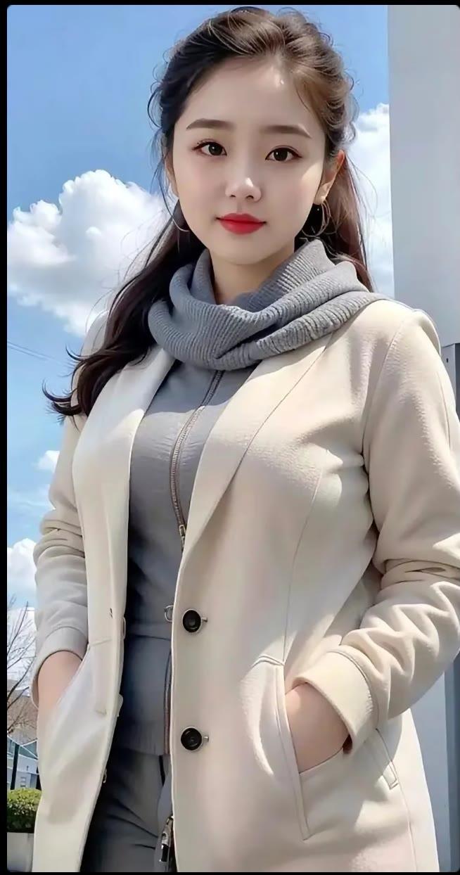 温柔冬日穿搭，米色外套+灰色高领，温暖又时尚！🌞👗💄