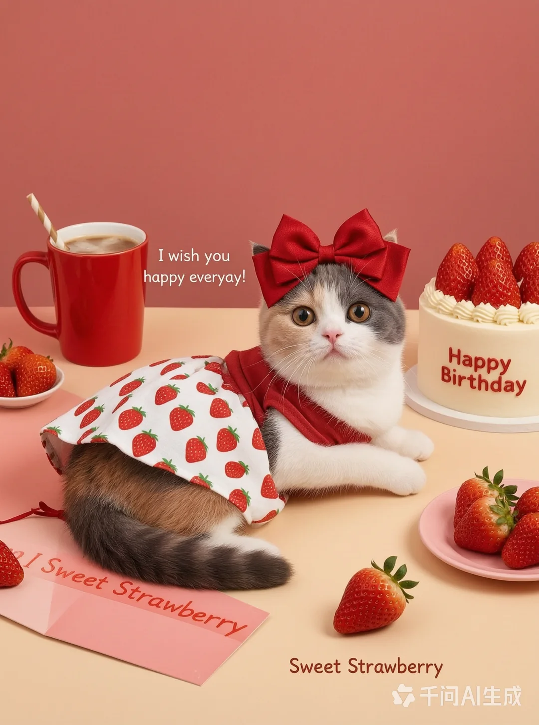 萌化了！我家主子的草莓主题生日派对🍓
