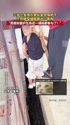 看完这个暖心视频，真的被小朋友的善良深深打动。
 
小狗困在狭窄缝隙里，大人无法