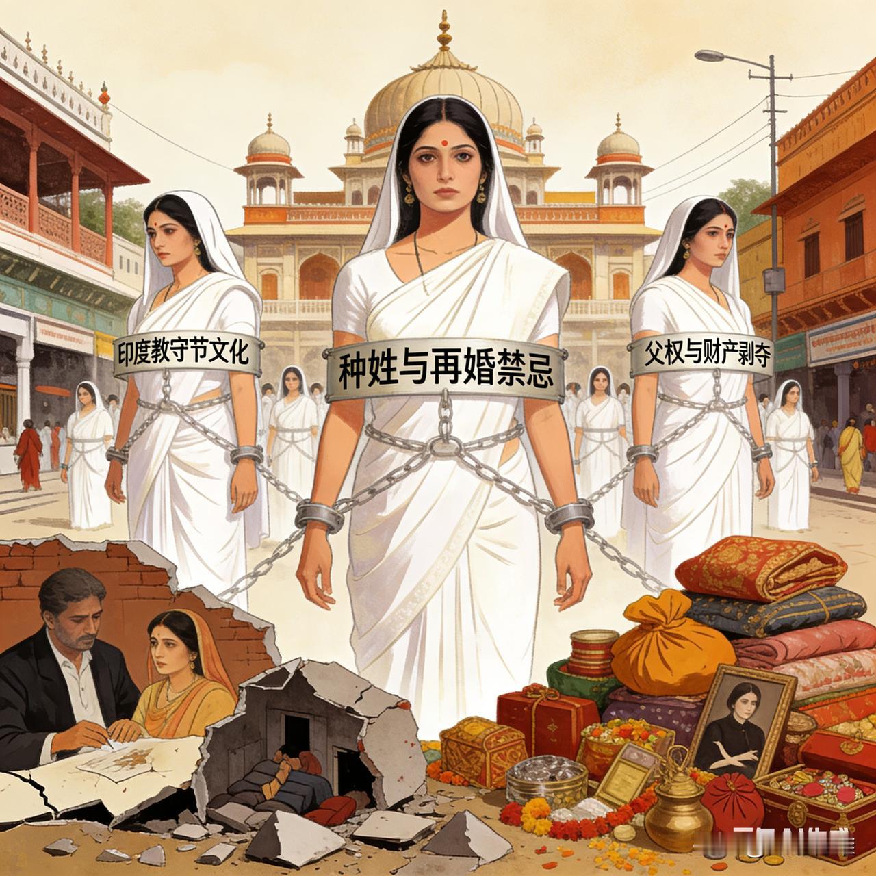 印度寡妇数量多（约4600-5600万，2025年估算），是人口结构、社会习俗、