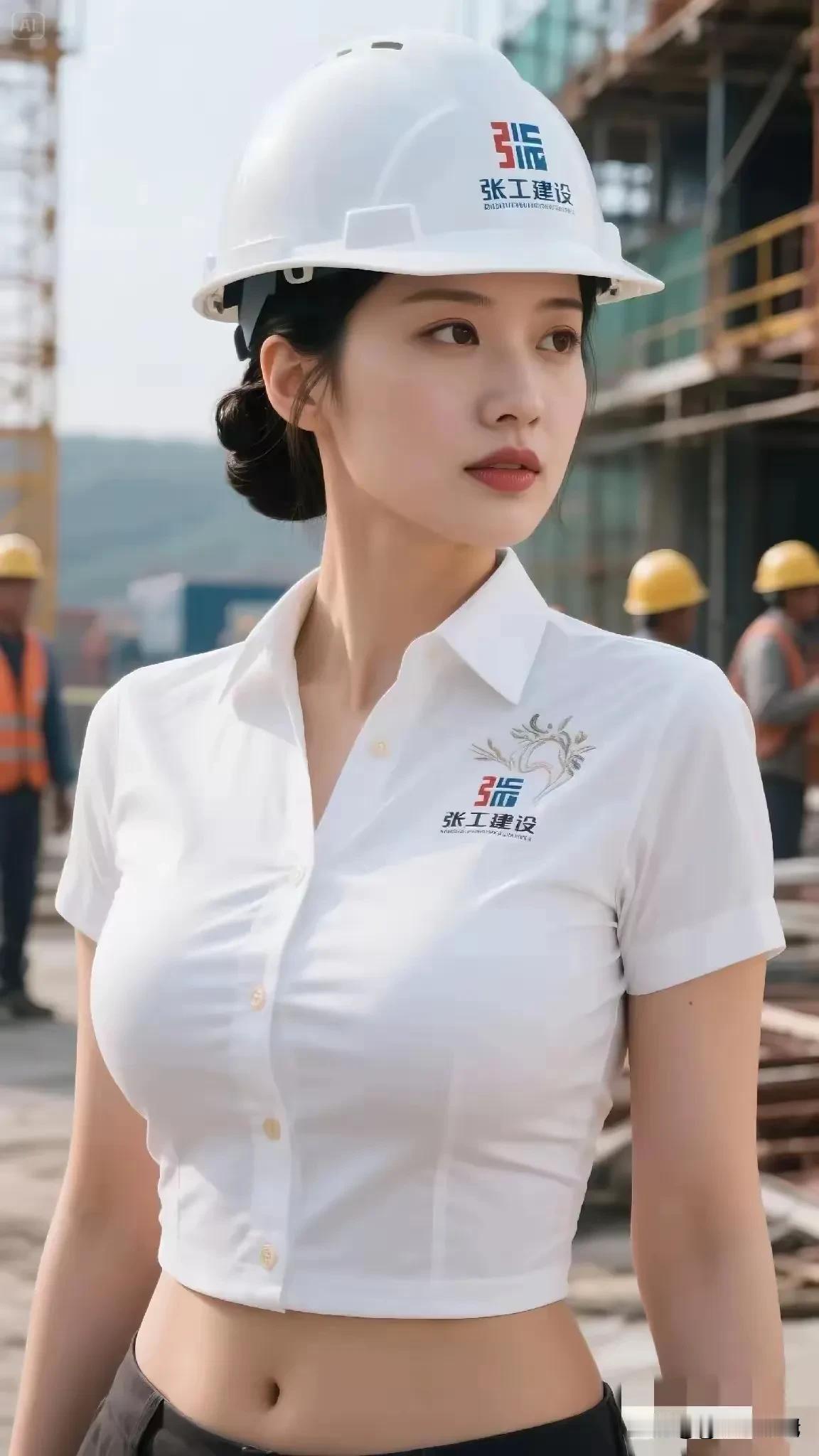 在工地戴白色安全帽的是什么官衔？“张工建设”的工作服是不是节省布料？
     
