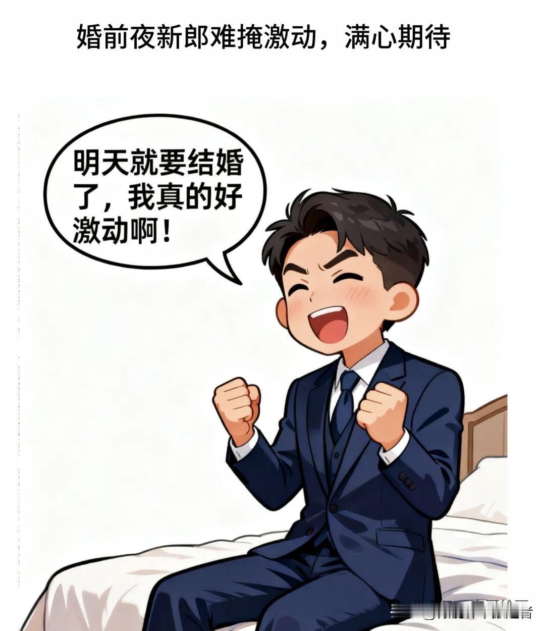 趣味漫画：新郎说：明天结婚，好激动！新娘说：我有件事必须坦白。新郎说：啥事我都接