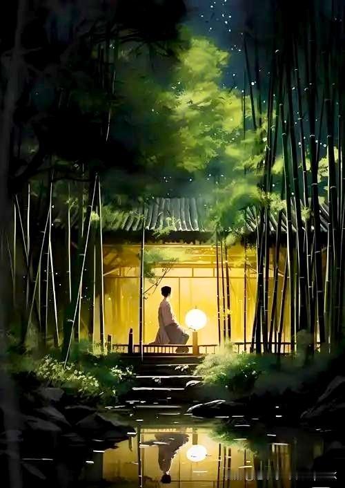 《绝句》
——宋·朱池寺憎
孤灯寂寂夜堂深，
寒雨潇潇乡竹林。
文抵浮生只如此，