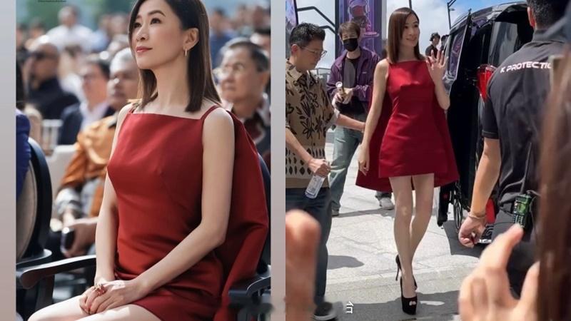 星岛：佘诗曼马来西亚大方露背晒晒伤 一处肤色反差惊人 粉丝心疼 穿超短裙秀白皙美