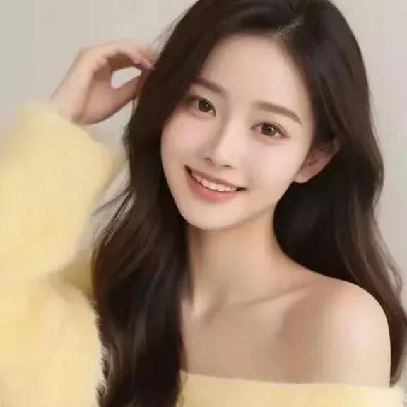 温柔微笑，暖黄色毛衣，甜美气质女孩温柔毛衣少女 暖红毛衣少女 温柔毛衣照 毛衣粉