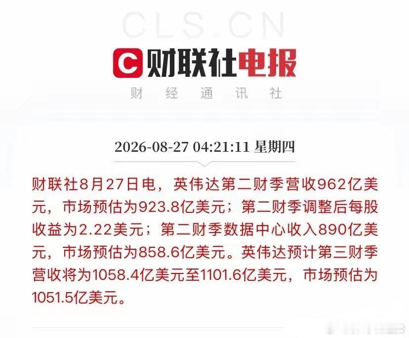 昨夜不少资金低位看空英伟达，迎来重磅财报落地。英伟达二季度营收962亿美元，同比
