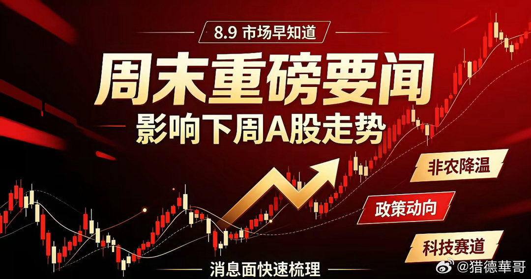 8.9周末重磅要闻汇总！影响下周A股走势1、美国7月非农数据大幅不及预期，加息预
