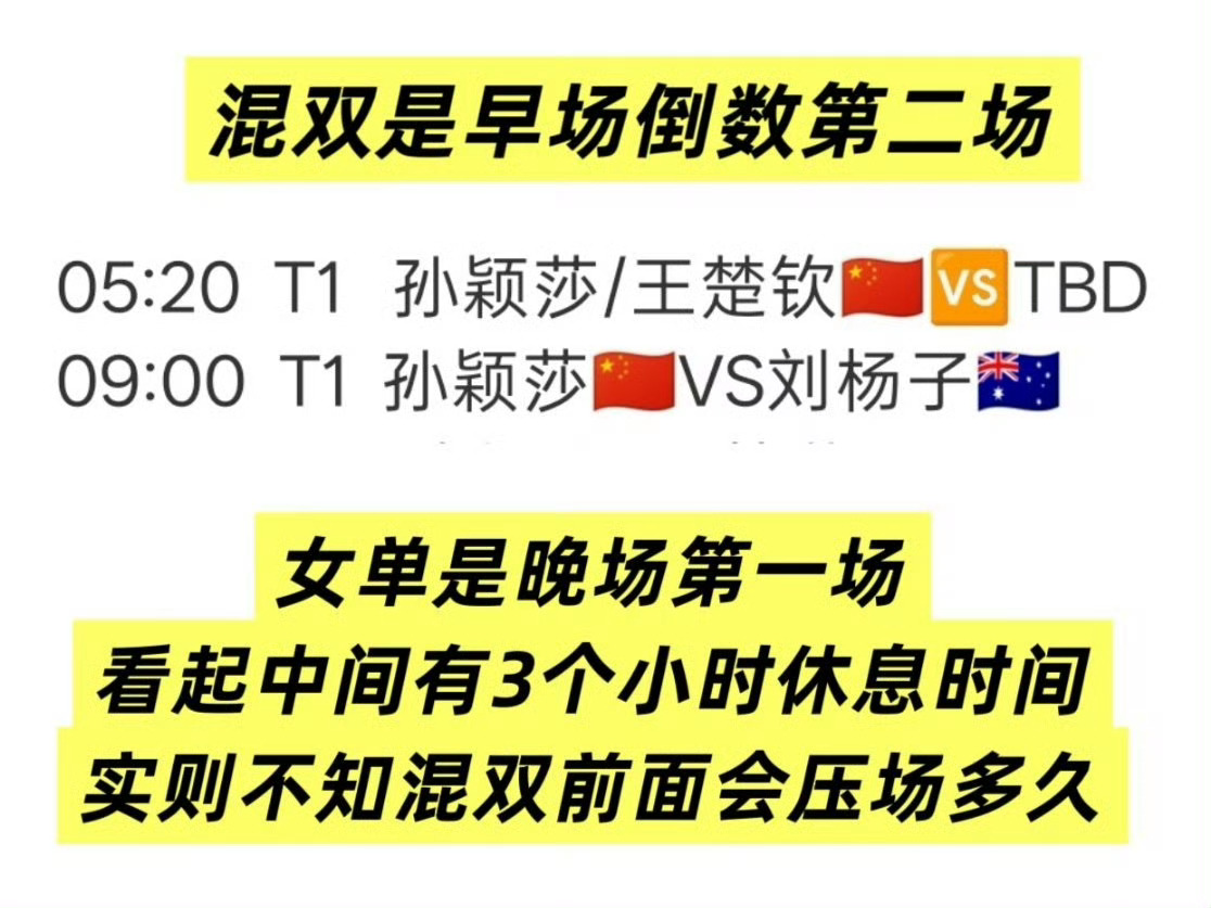 孙颖莎 一日双赛明明可以避免一日双赛，但是特意把孙颖莎排一日双赛，并且【三小时双