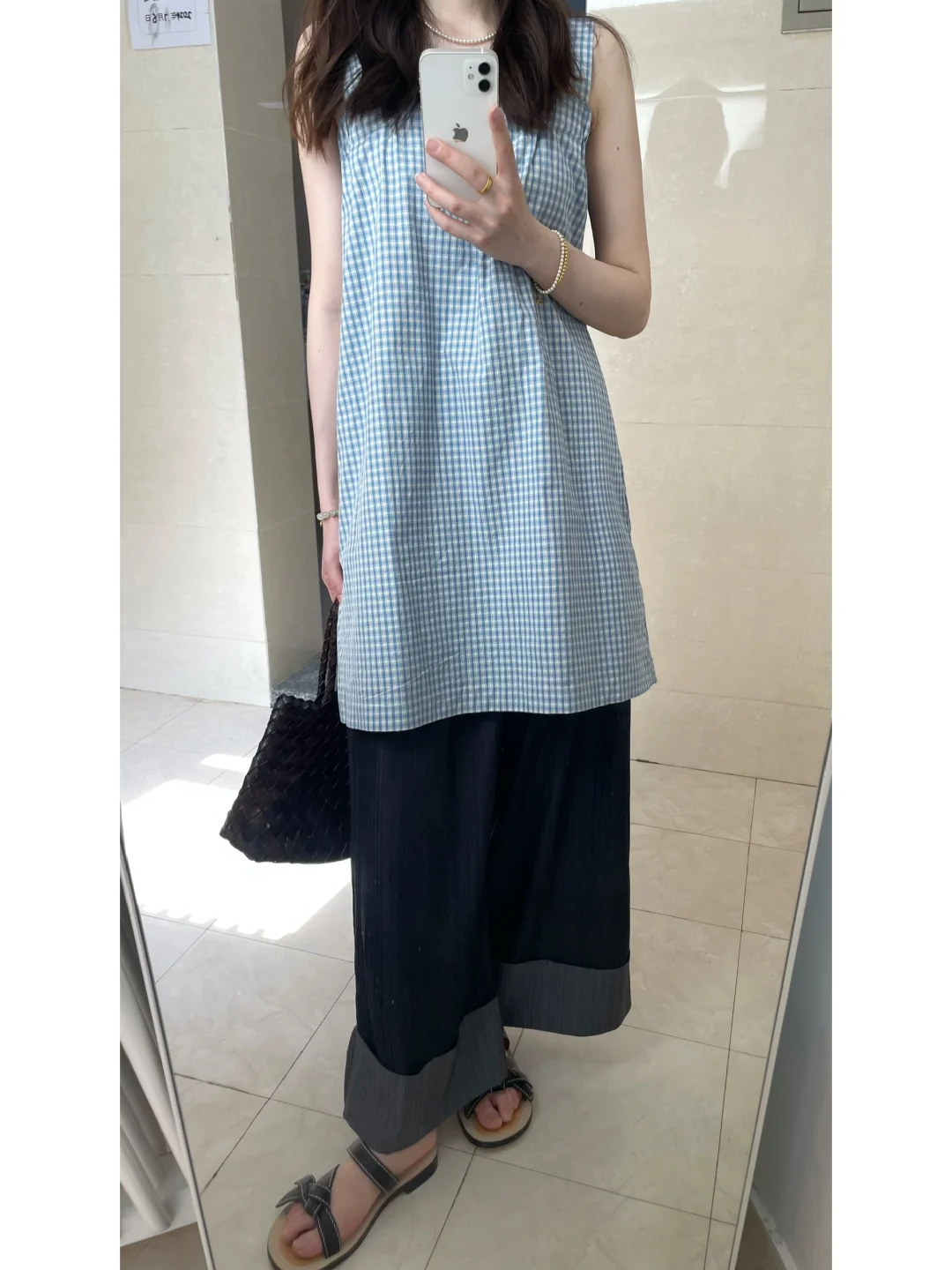 周末穿小蓝格吊带🚶🏻‍♀️