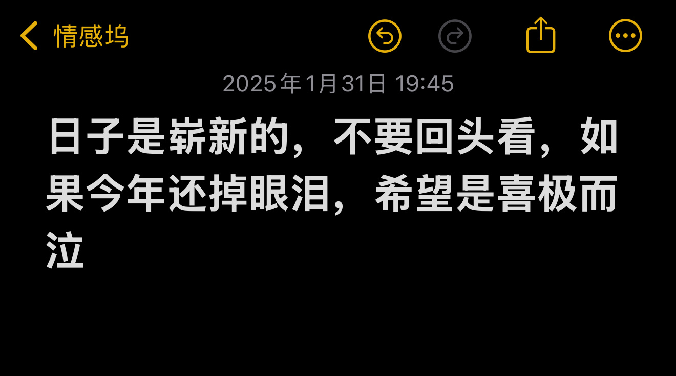日子是崭新的 不要回头看 如果今年还掉眼泪 希望是喜极而泣 