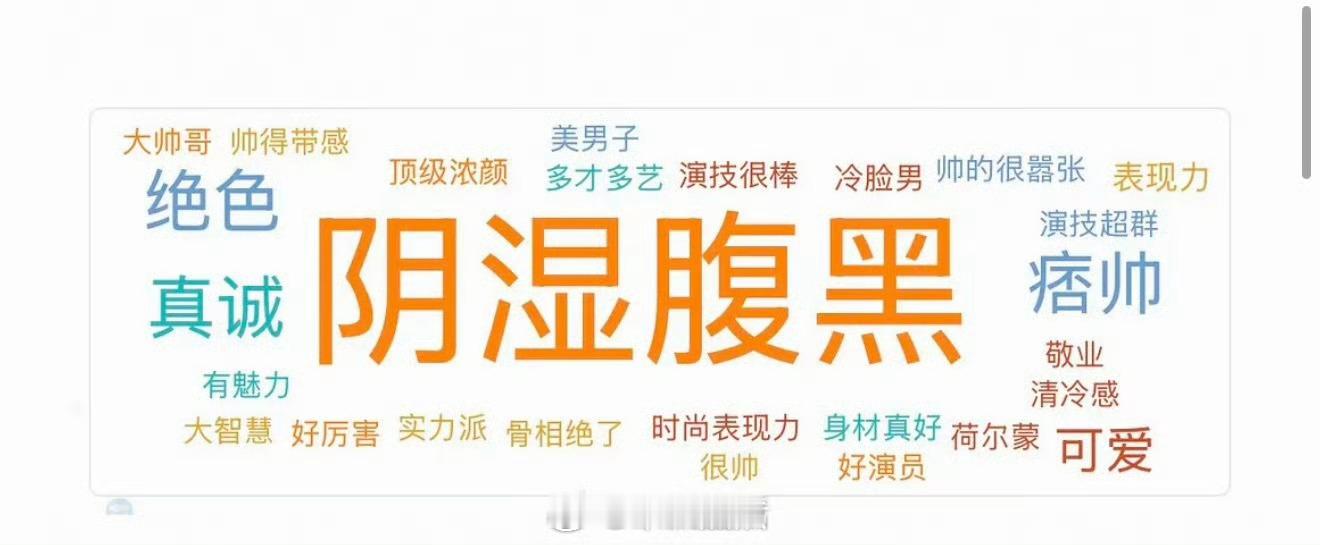 陈星旭词条关联度最高的是阴湿腹黑、绝色、真诚、痞帅，这是既肯定了演技又肯定了颜值