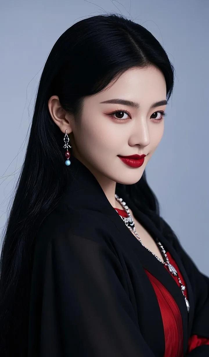 黑发红唇，优雅动人！美女子图赏 绝色美女照 美娇娘美图分享 灵动女神美如画 自然