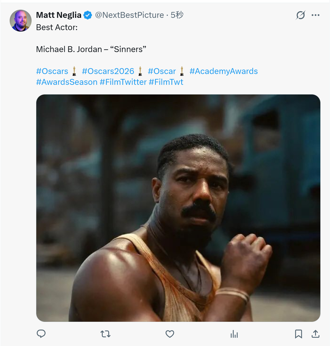 TNABO 奥斯卡最佳男主角：迈克尔·B·乔丹，《罪人们》！！！！！！奥斯卡