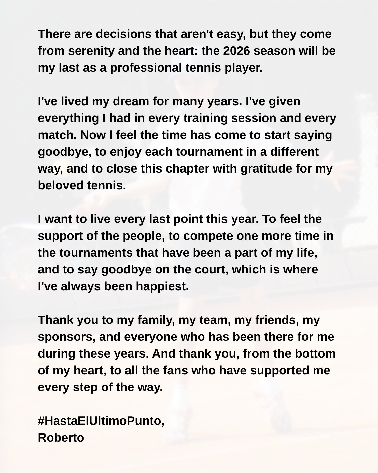 这份年底退役的名单还在不断加长，阿古特也宣布将在本赛季结束后退役ATP