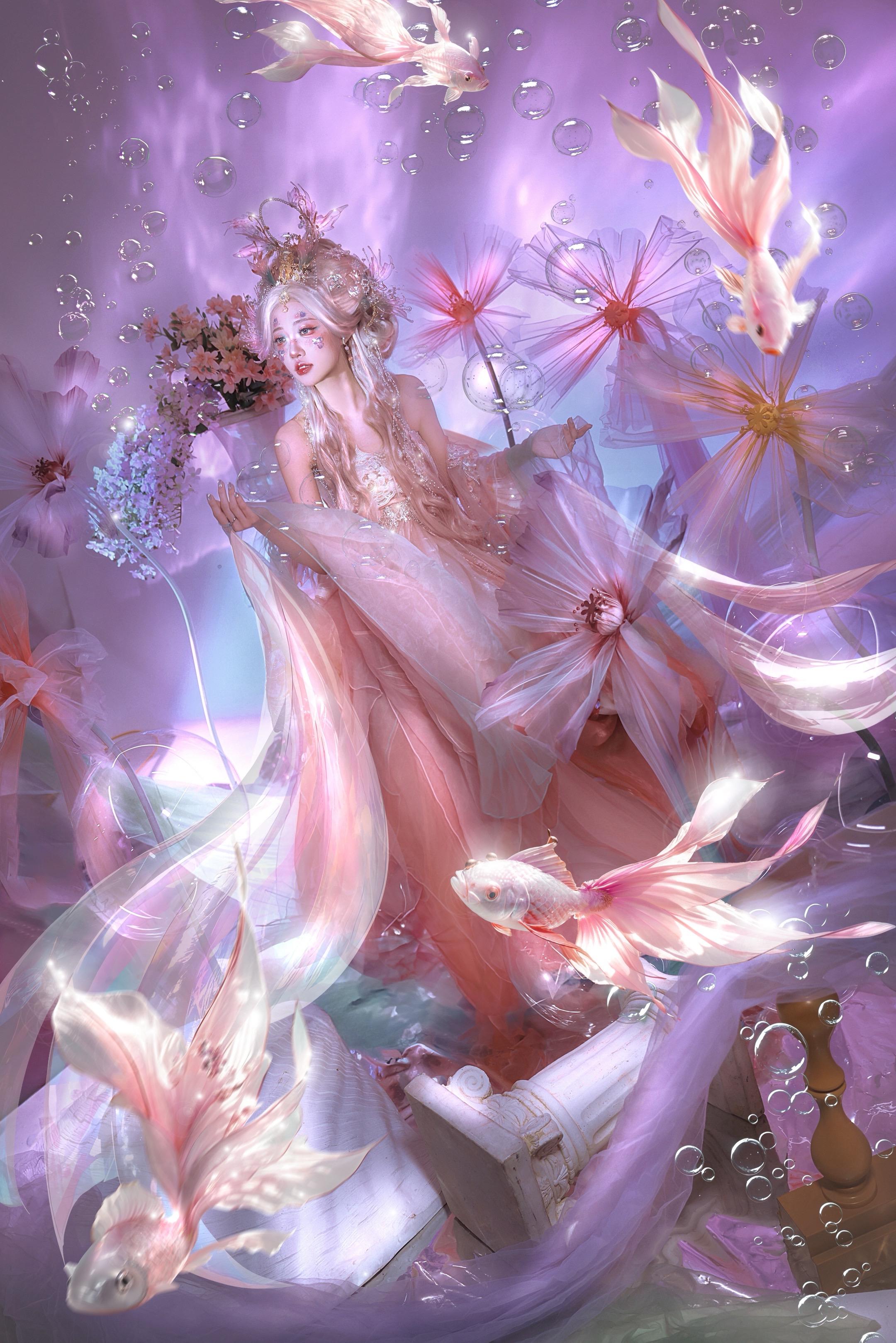 浮光映锦鲤，一舞如入梦🫧。