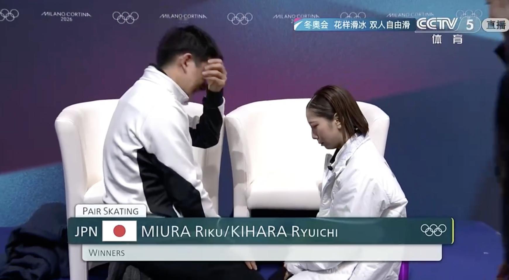 花样滑冰双人滑结束，日本组合摘金🏅 隋文静/韩聪获得第五名！恭喜隋韩！历届冬奥