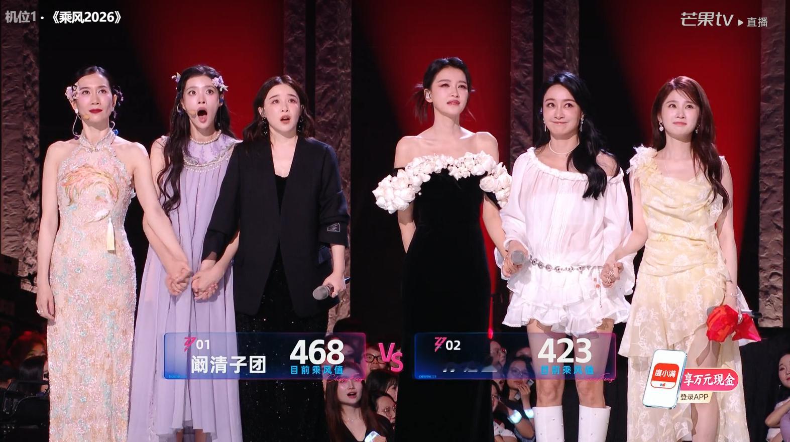 浪姐一公直播好惊人的结果 1V1投票结果孙怡团423:阚清子团468阚清子团全员