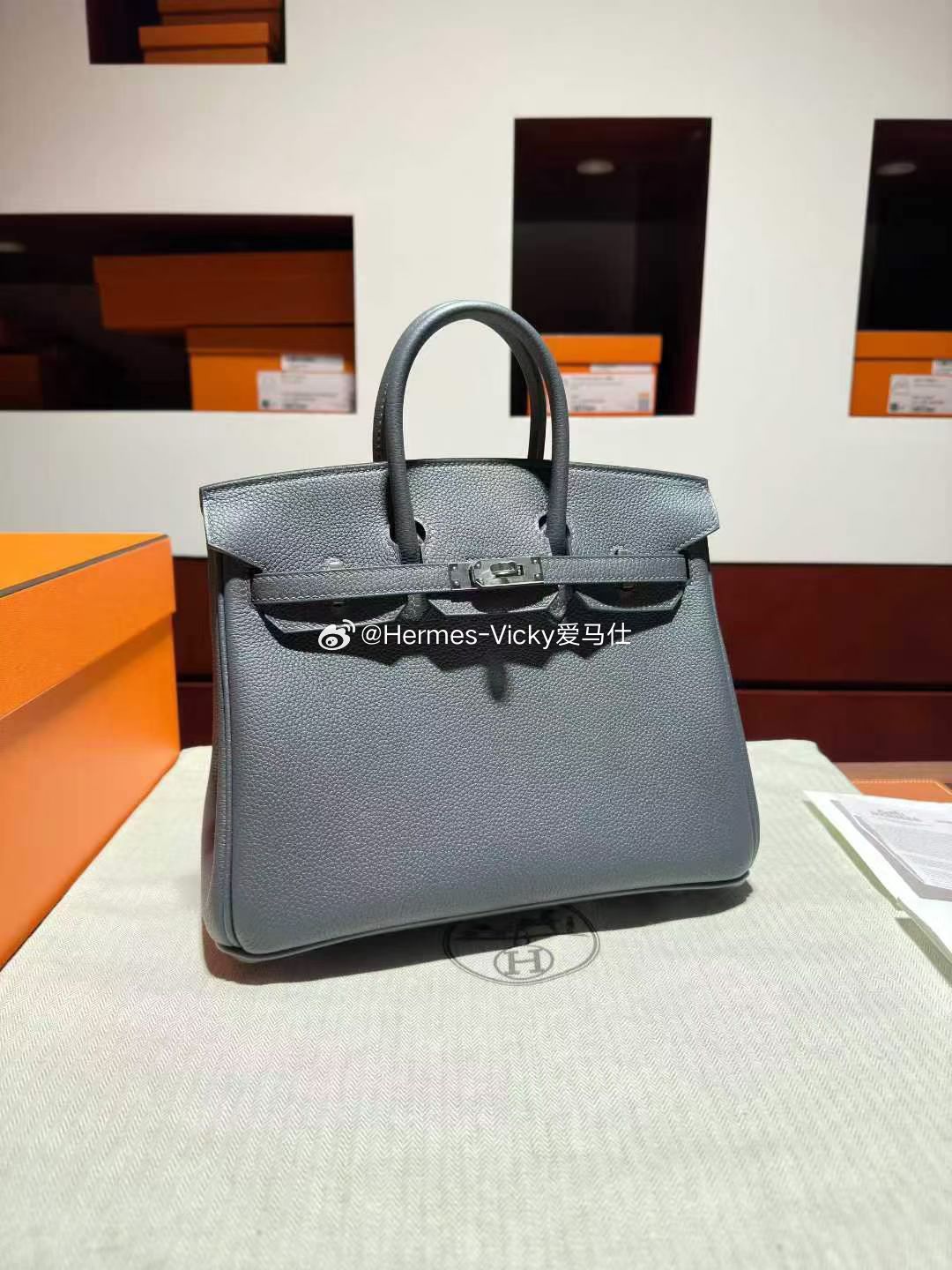Birkin 25 togo 雾霾灰 银扣 爱马仕hermes
