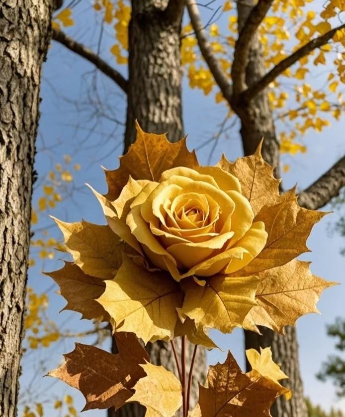 用秋叶🍂做的花束，在秋的季节里捡出花样
跟个风，手残党在秋天也可以摆出新花样。