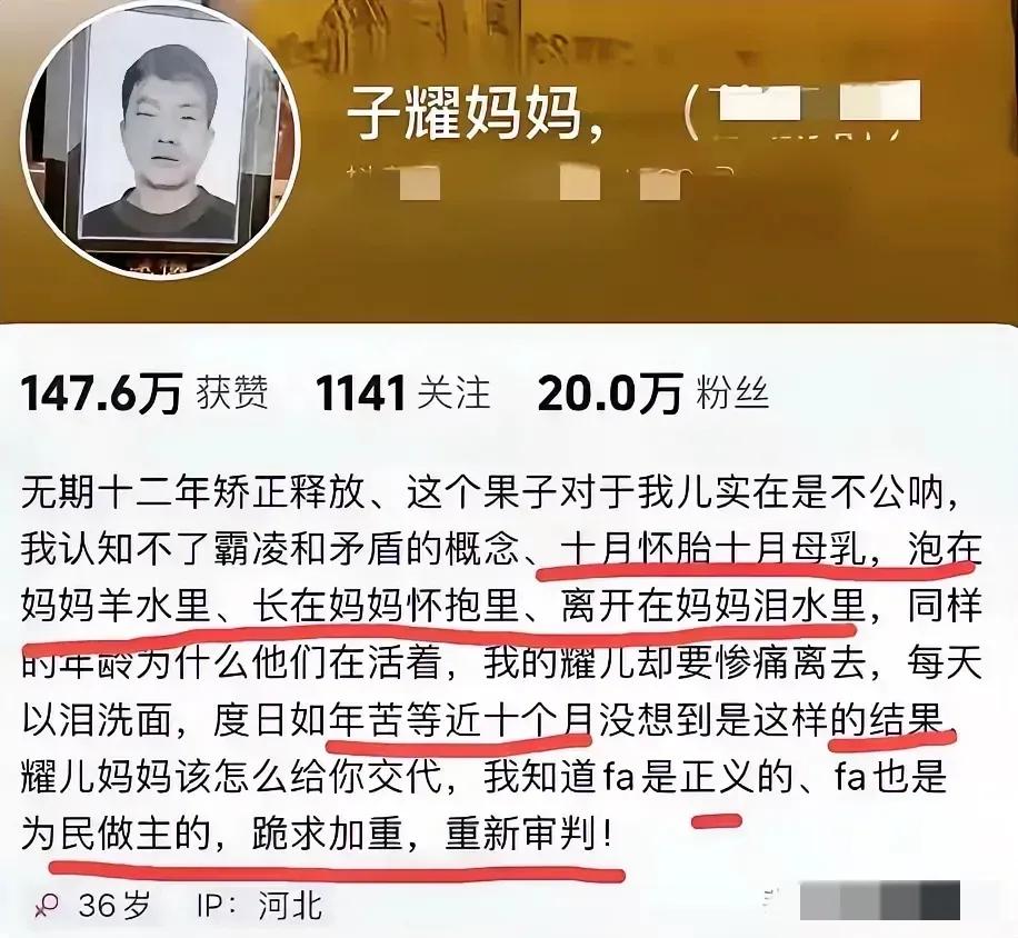 被害人王子耀妈妈终于发声！她说：无期，12年，矫正释放，这个果子对我儿实在是不公