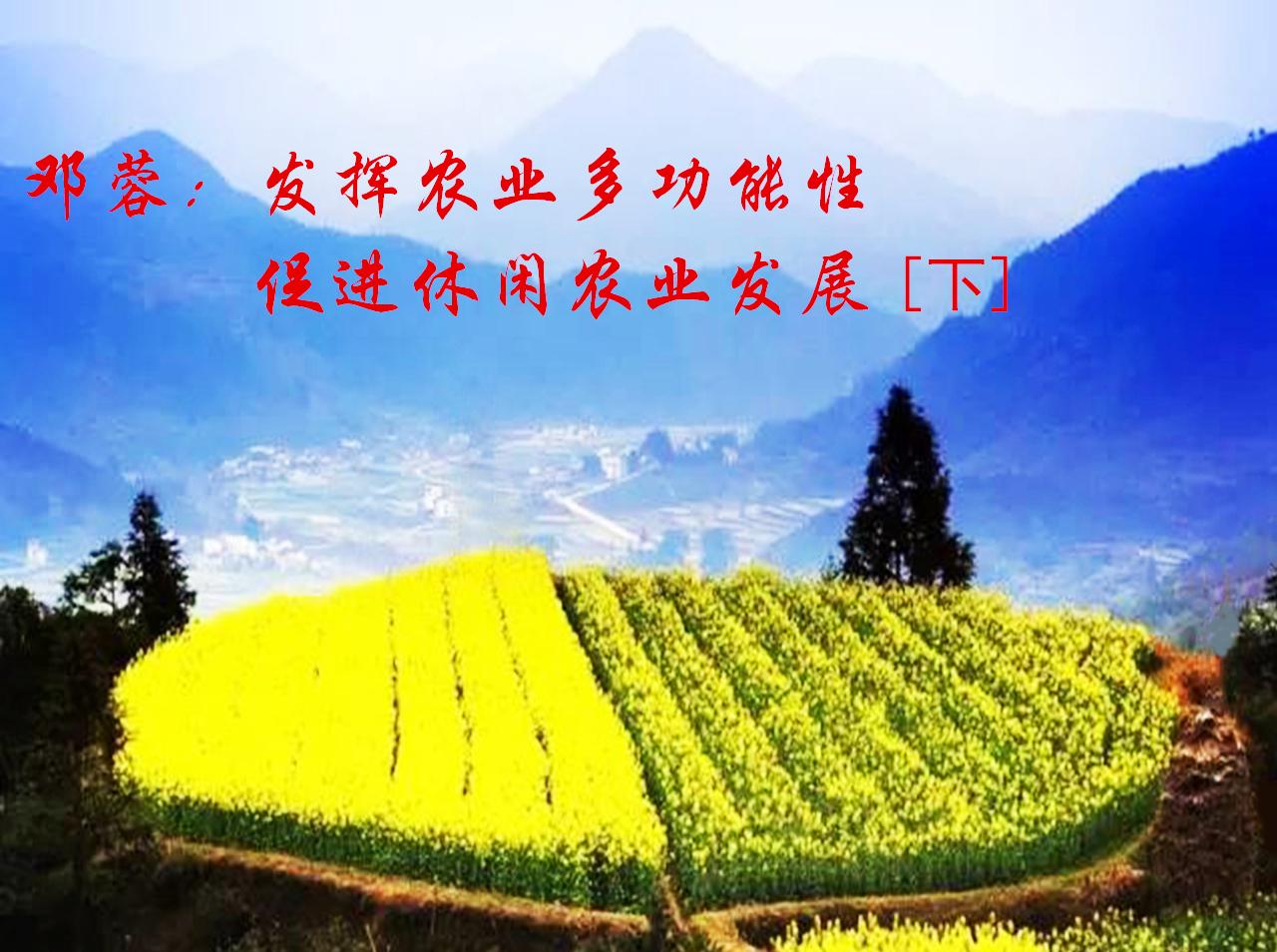 [邓蓉]：发挥农业多功能性 促进休闲农业发展[下]
休闲农业      乡村振兴