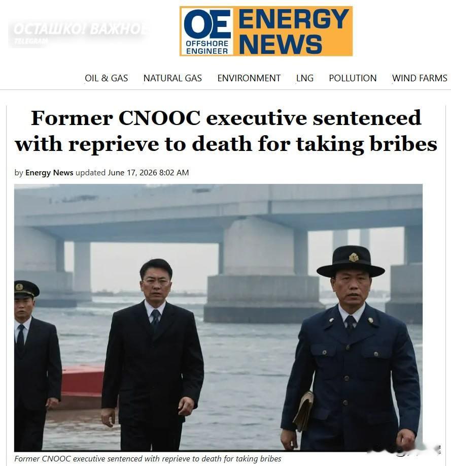 俄媒对比中俄反腐力度：中国能源高官受贿获死缓，俄同类案件处罚偏轻

6月17日，