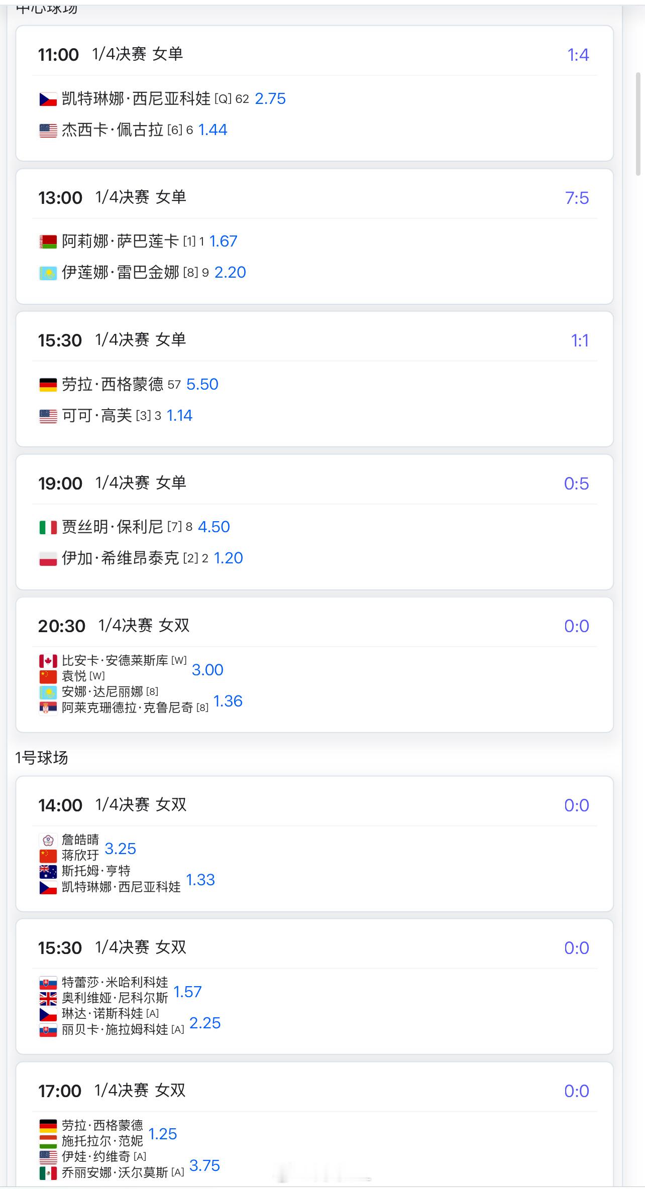 武网今日赛程🇨🇳袁悦双打中心球场最后一场，预计20:30网球talking大