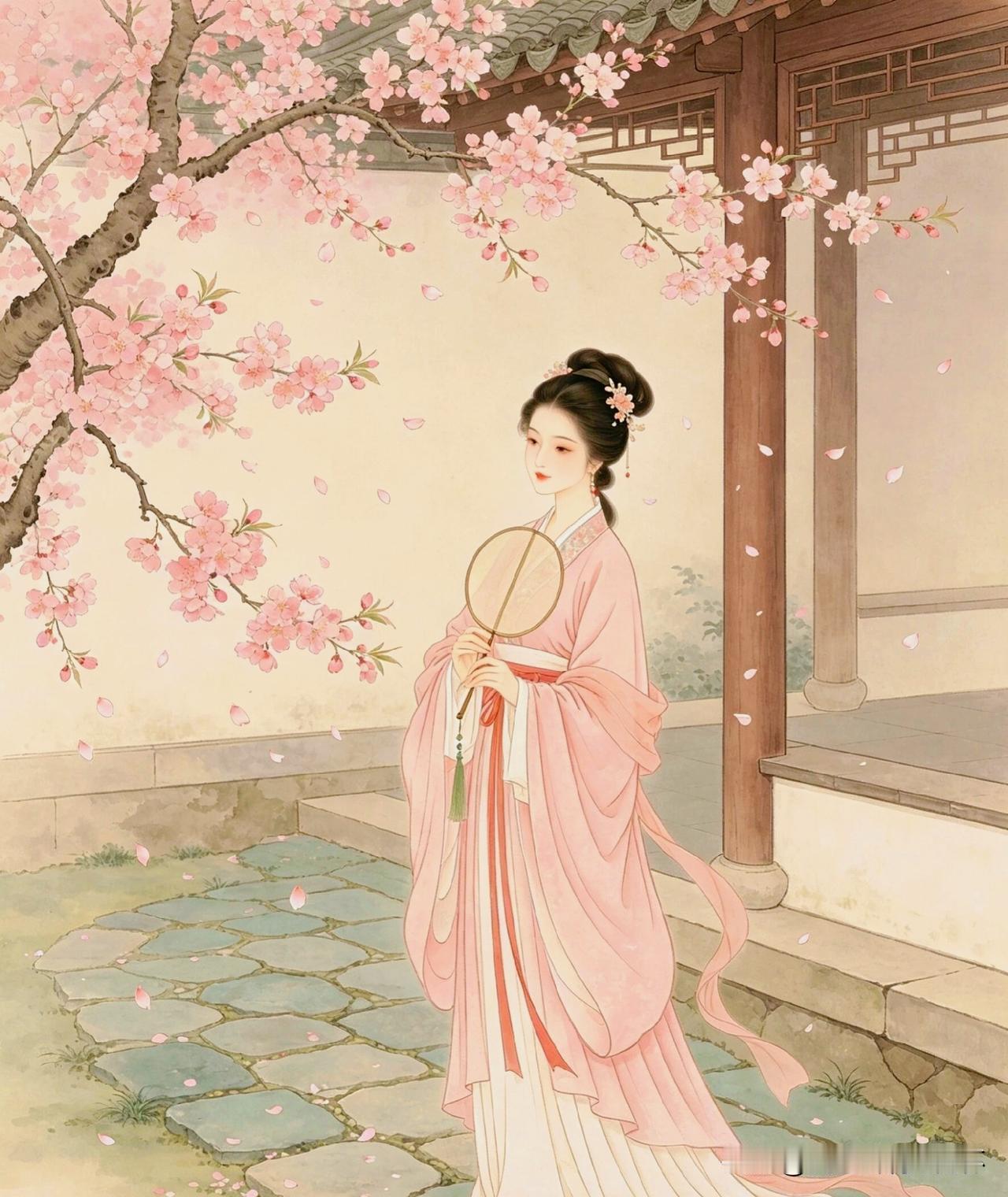 上联：花荫执扇春思远
下联：有请雅士[玫瑰][玫瑰][玫瑰]