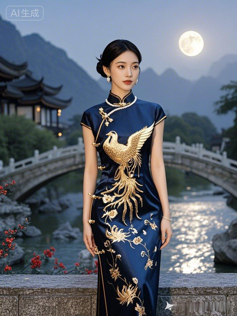 梦回古风，月色如画，旗袍美人，韵味十足。