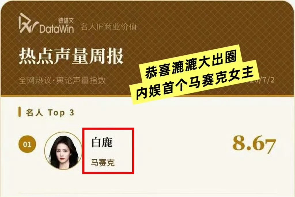 让我们恭喜白鹿 内娱首个马/赛/克女主大出圈 