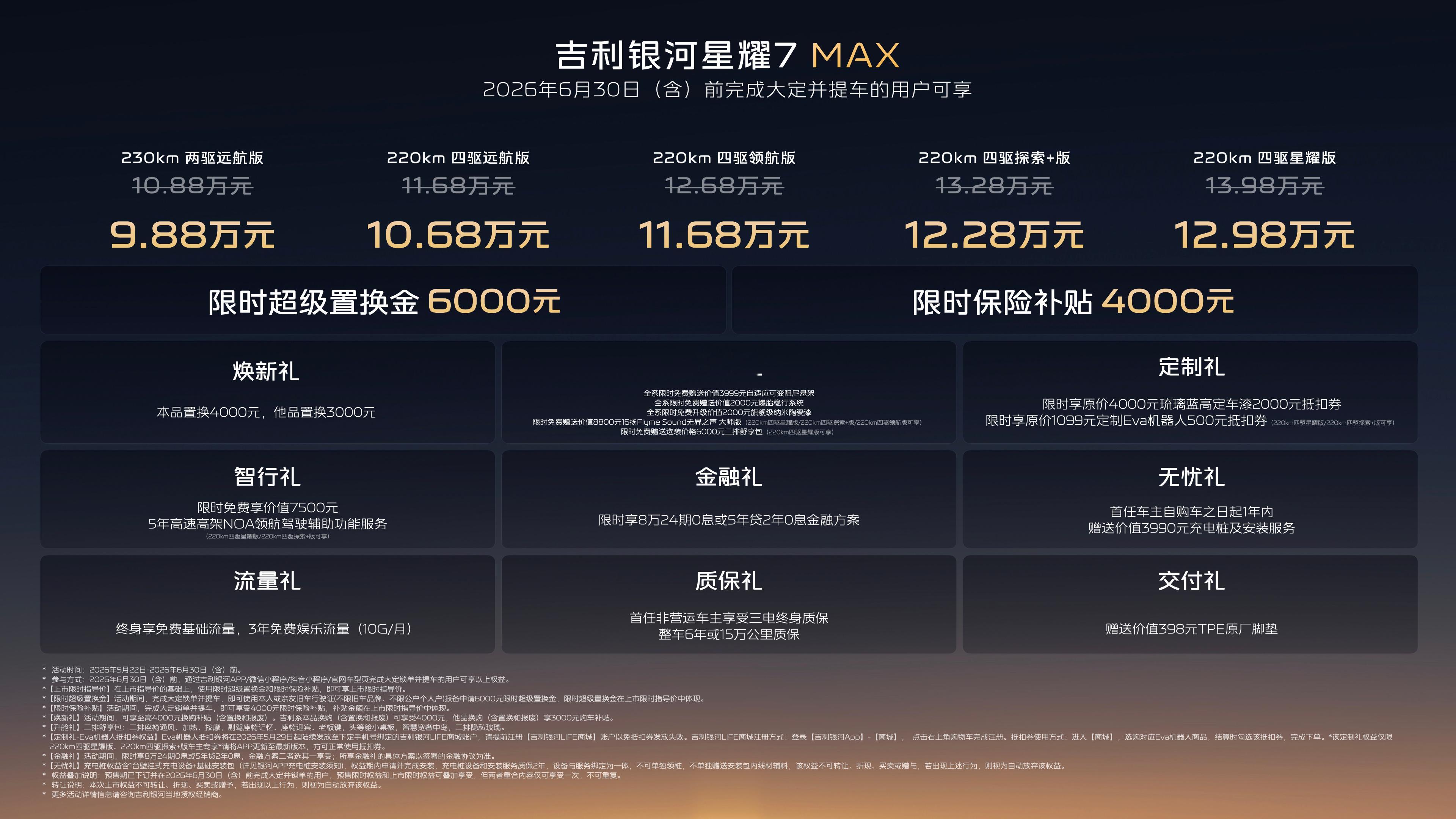 【限时9.88万起，吉利银河星耀7 MAX上市】5月22日，吉利银河星耀7 MA