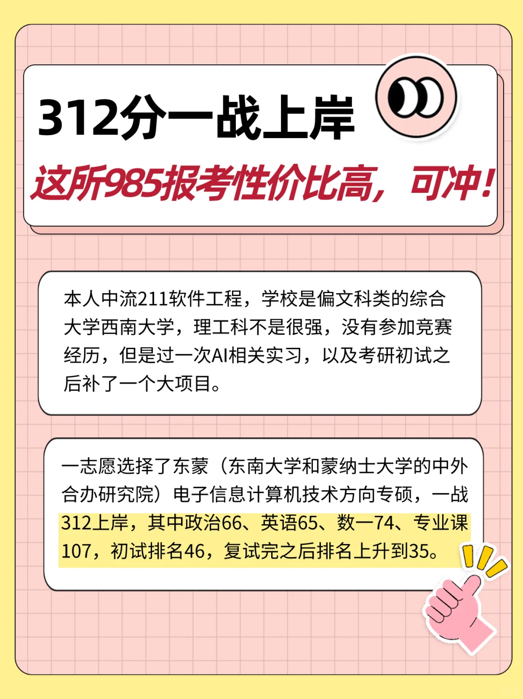 低分上岸！这所985院校报考性价比高！👍