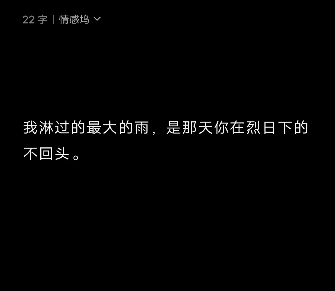 我淋过的最大的雨，是那天你在烈日下的不回头。 ​​​