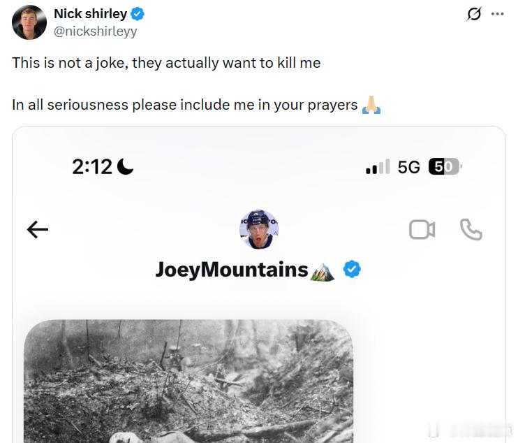 尼克·施利：这不是玩笑，他们真的想要S我。说真的，请把我放在你们的祈祷中。 