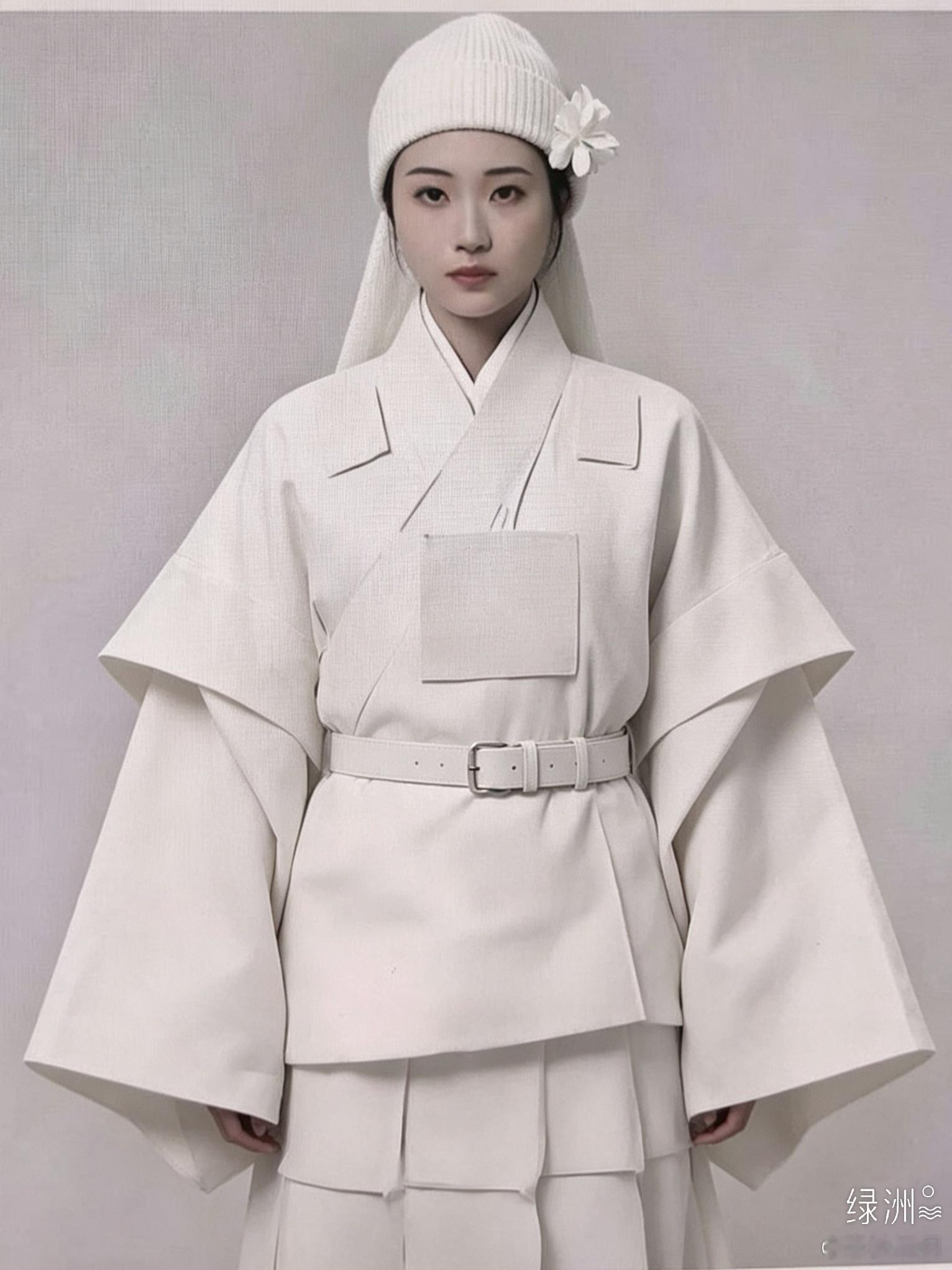 一组AI生成复原的中式传统孝服图像，被误传 在了巴黎世家的新款潮流头上。如果真有