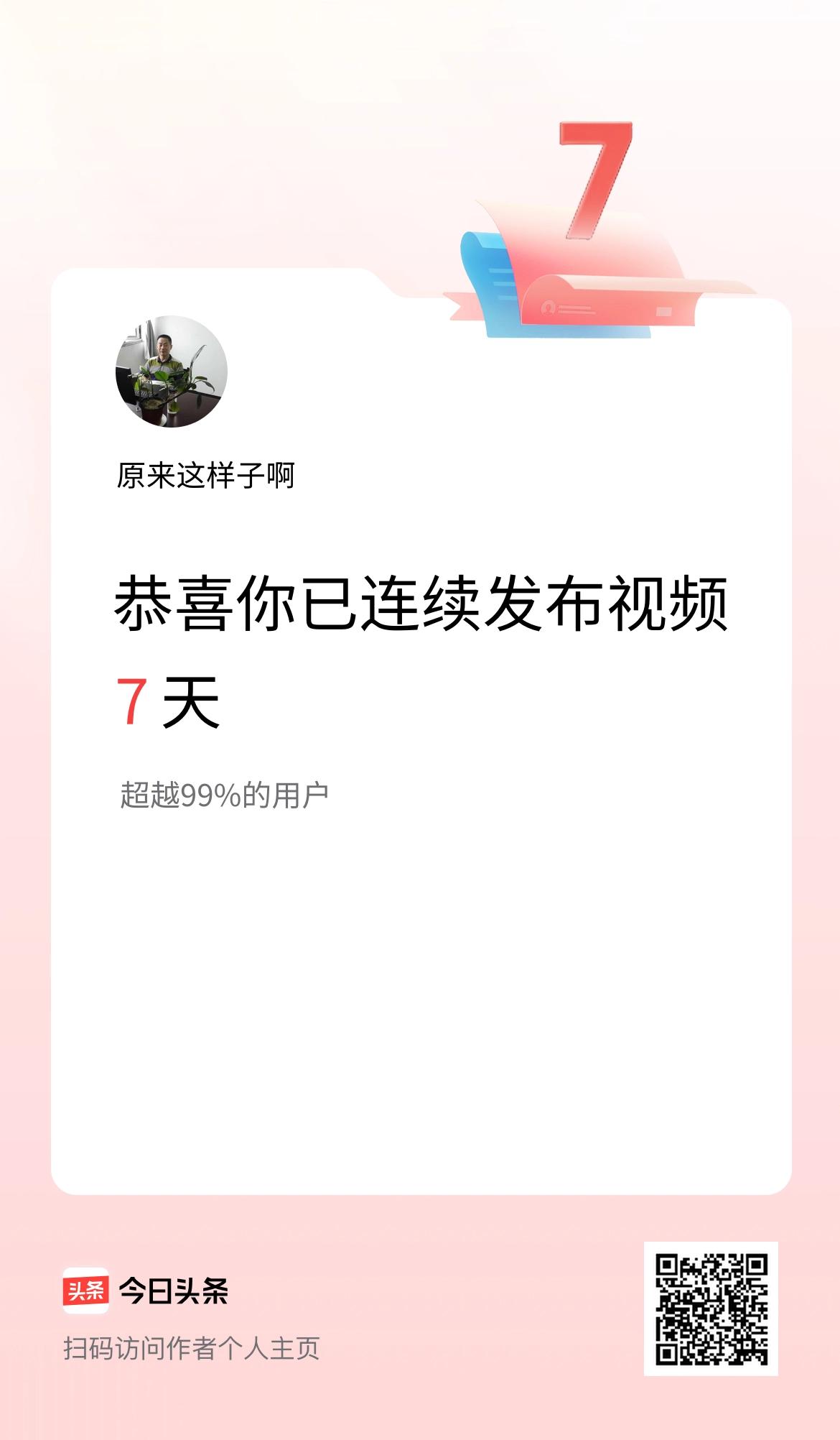 我在头条连续视频投稿7天
