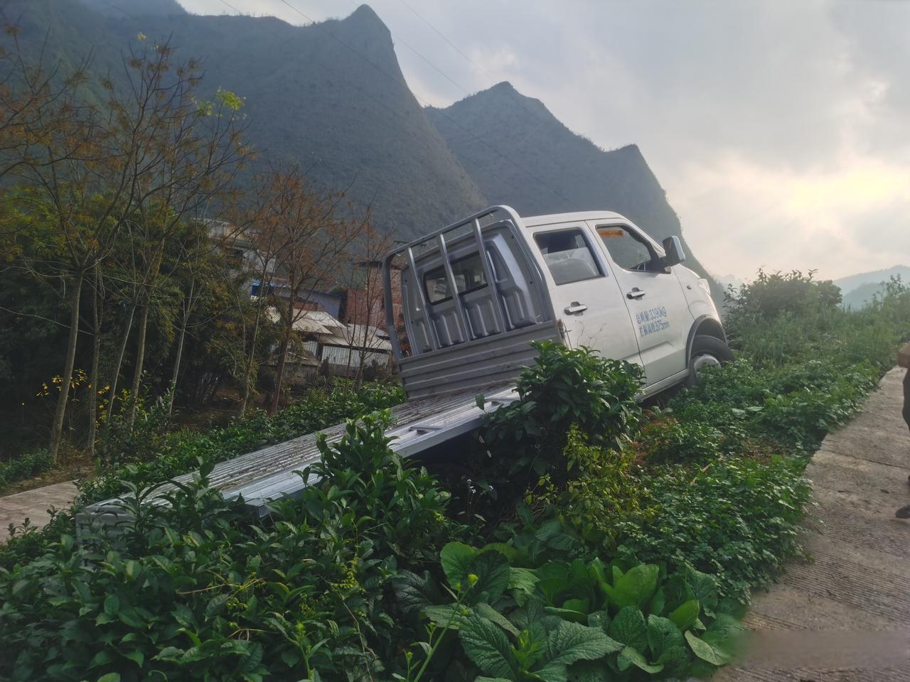 今年冬天的不同车辆掉在茶园里
