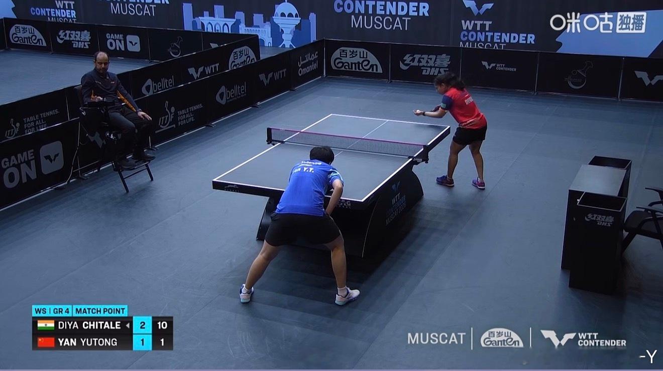 2026wtt马斯喀特挑战赛资格赛小组赛闫禹橦1-3奇塔勒（11-7 11-13