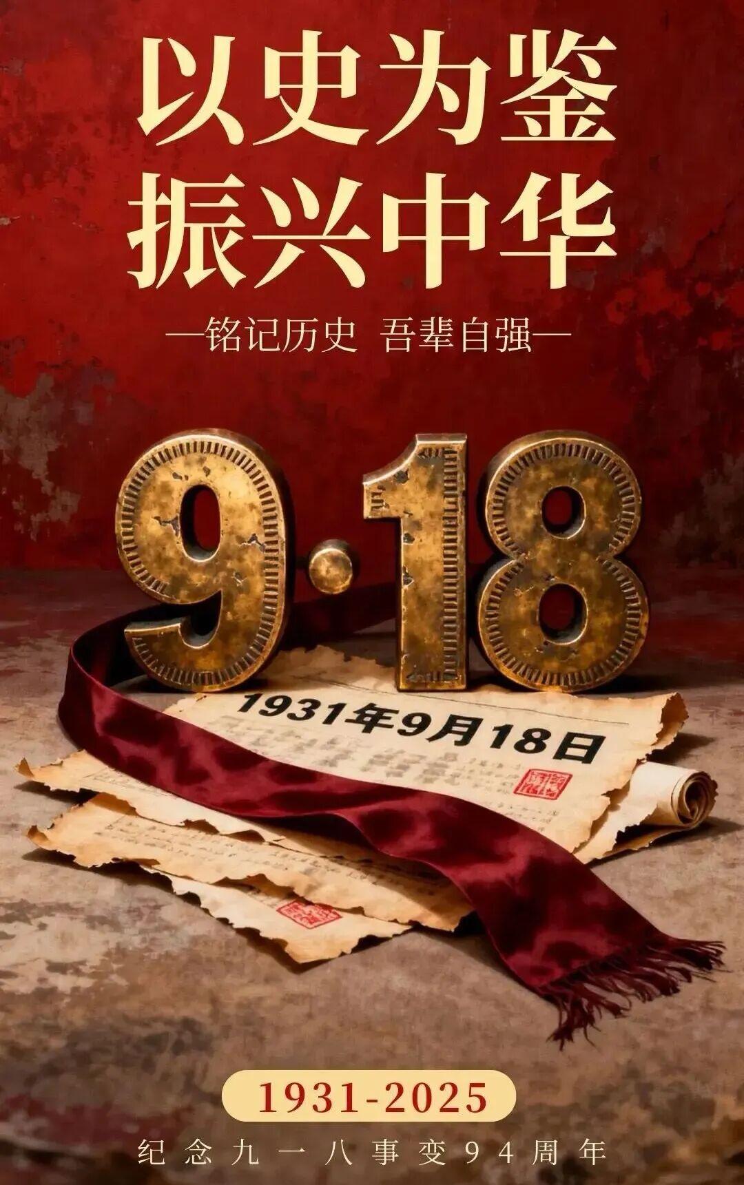 勿忘国耻九一八

警笛声厉彻云天，
残碑犹诉旧烽烟。
倭寇残暴犯中华，
民族血战
