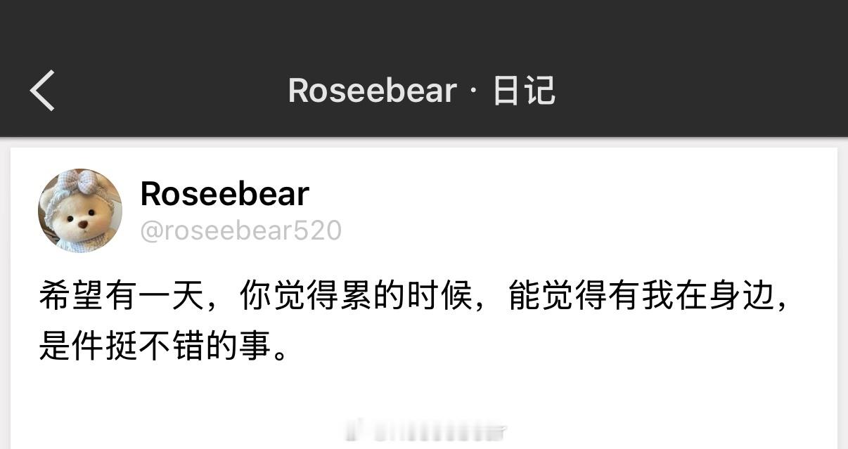 希望有一天，你觉得累的时候，能觉得有我在身边，是件挺不错的事。 